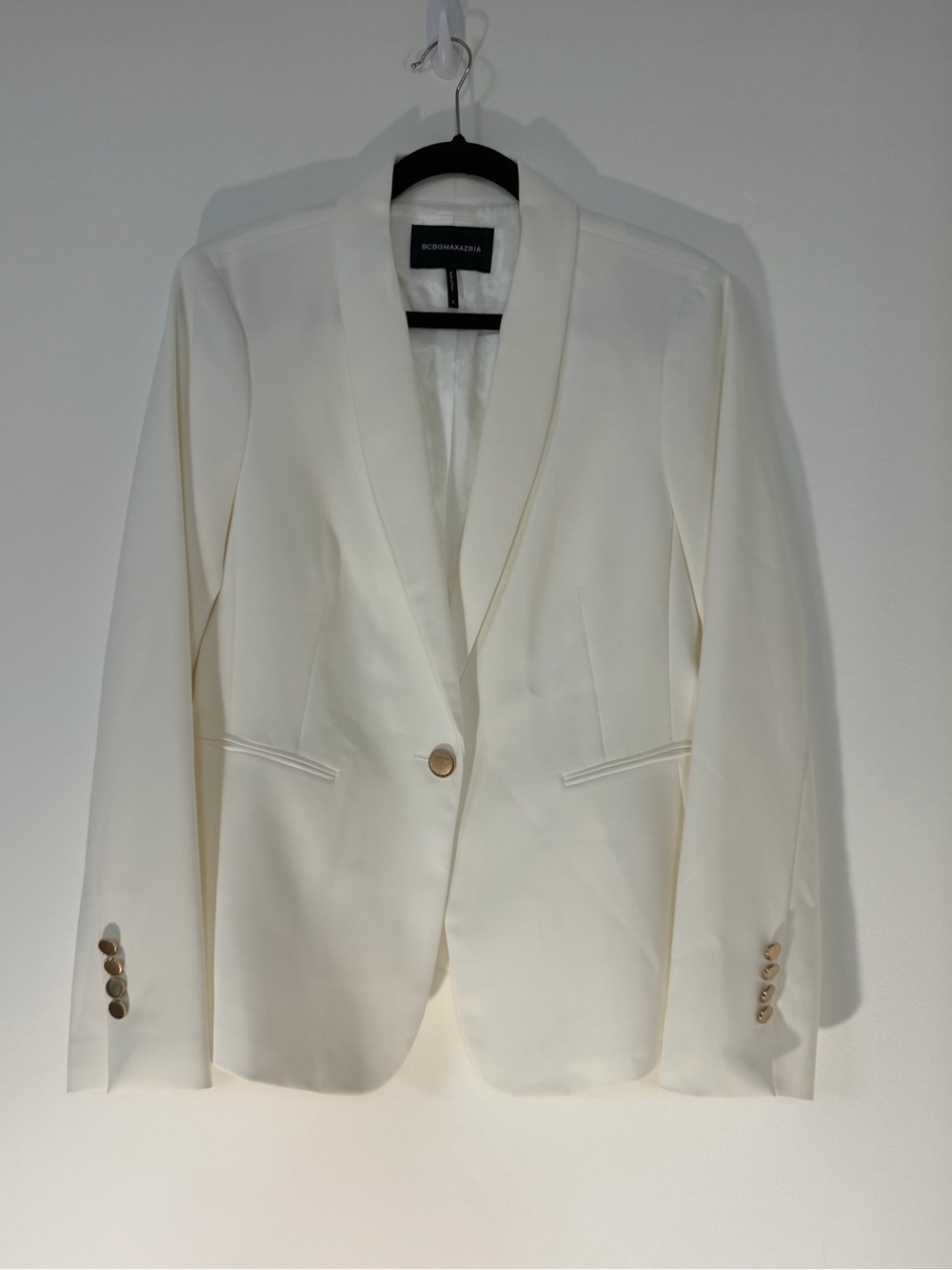 Emporio Armani White Shawl Collar Single-Button Blazer